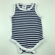 Load image into Gallery viewer, unisex Target, navy stripe cotton singletsuit, romper, GUC, size 0000,  