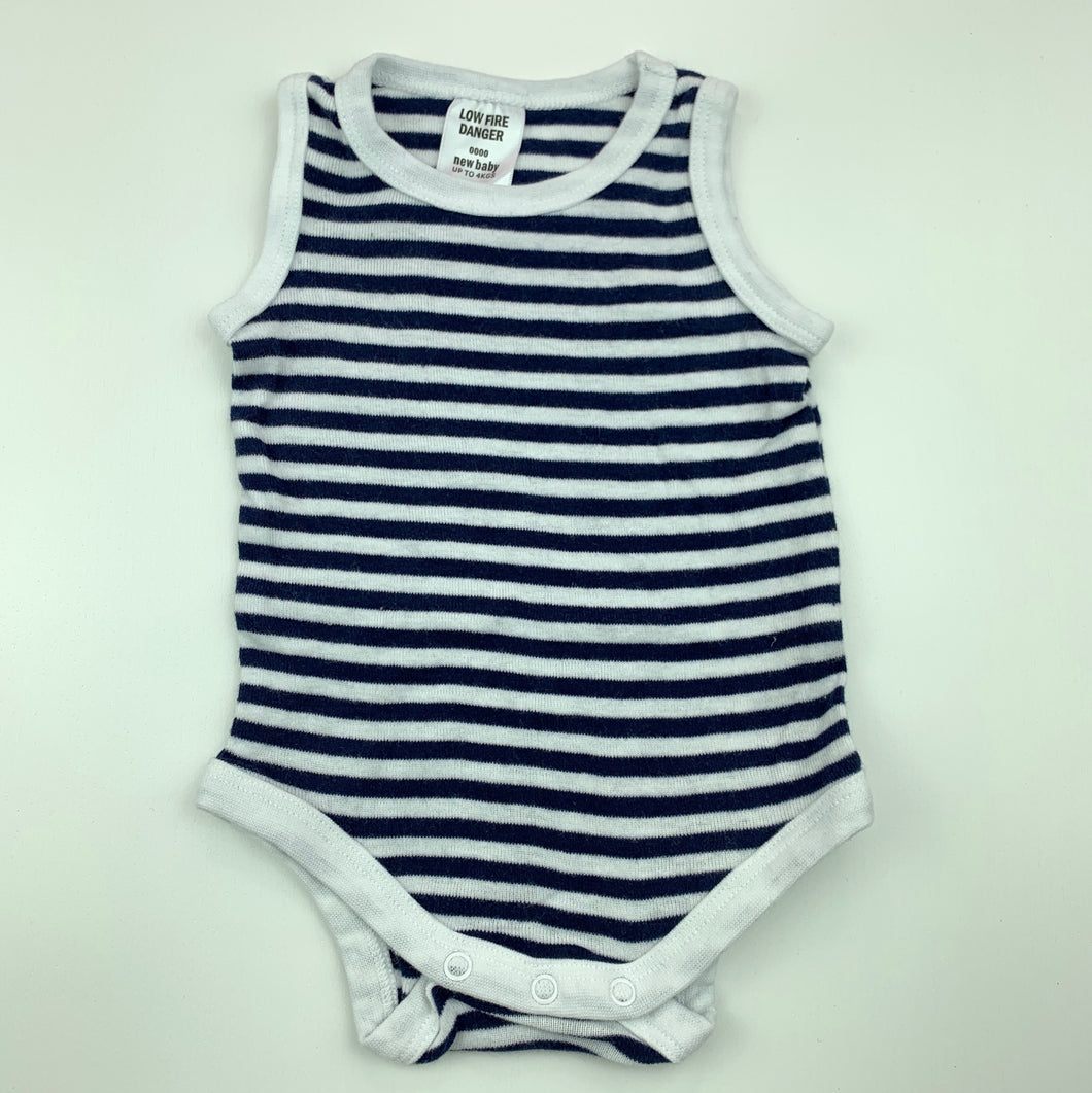 unisex Target, navy stripe cotton singletsuit, romper, GUC, size 0000,  