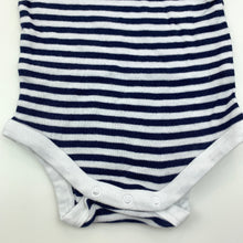Load image into Gallery viewer, unisex Target, navy stripe cotton singletsuit, romper, GUC, size 0000,  