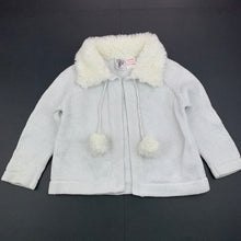 Load image into Gallery viewer, Girls Target, knitted cotton, metallic silver cardigan, faux fur collar, FUC, size 2,  