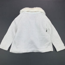 Load image into Gallery viewer, Girls Target, knitted cotton, metallic silver cardigan, faux fur collar, FUC, size 2,  