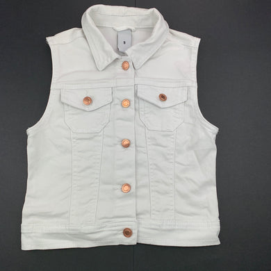 Girls Target, white stretch denim vest, jacket, FUC, size 9,  