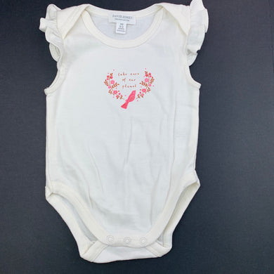 Girls David Jones, organic cotton romper, bird, EUC, size 000,  