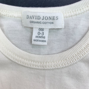 Girls David Jones, organic cotton romper, bird, EUC, size 000,  