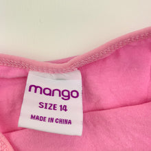 Load image into Gallery viewer, Girls Mango, pink stretchy singlet top, marks on back, FUC, size 14,  