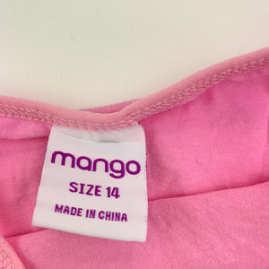 Girls Mango, pink stretchy singlet top, marks on back, FUC, size 14,  