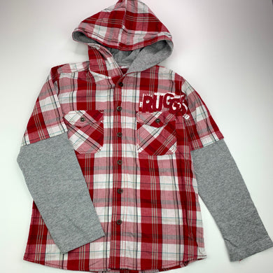 Boys Urban Supply, checked cotton hooded shirt, GUC, size 7,  