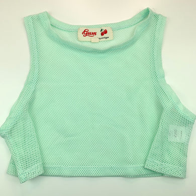 Girls Gum, mint stretchy mesh cropped top, L: 33 cm, EUC, size 8,  