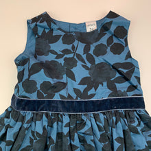 Load image into Gallery viewer, Girls Carters, lined blue floral cotton party dress, GUC, size 2, L: 47 cm