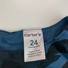 Load image into Gallery viewer, Girls Carters, lined blue floral cotton party dress, GUC, size 2, L: 47 cm