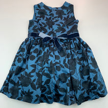 Load image into Gallery viewer, Girls Carters, lined blue floral cotton party dress, GUC, size 2, L: 47 cm