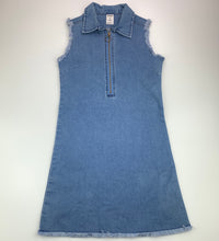 Load image into Gallery viewer, Girls Miss Understood, blue stretchy denim casual dress, EUC, size 8, L: 7 cm