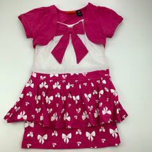 Load image into Gallery viewer, Girls Fun Spirit, pink &amp; white stretchy casual dress, GUC, size 3, L: 52 cm