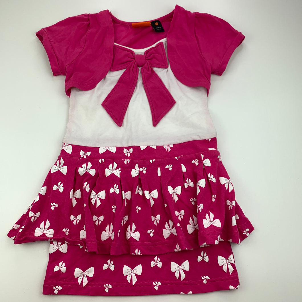 Girls Fun Spirit, pink & white stretchy casual dress, GUC, size 3, L: 52 cm