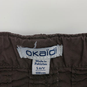 Girls Okaidi, brown cotton skirt, adjustable, L: 37 cm, wash faded, FUC, size 5,  