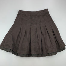 Load image into Gallery viewer, Girls Okaidi, brown cotton skirt, adjustable, L: 37 cm, wash faded, FUC, size 5,  