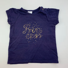 Load image into Gallery viewer, Girls Target, navy cotton t-shirt top, Princess, GUC, size 00,  