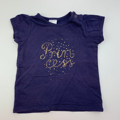 Girls Target, navy cotton t-shirt top, Princess, GUC, size 00,  