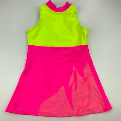 Girls House of Priscilla, fluoro yellow & pink dance top, L: 46 cm, GUC, size 6,  