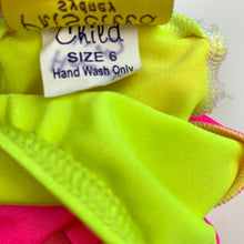 Load image into Gallery viewer, Girls House of Priscilla, fluoro yellow &amp; pink dance top, L: 46 cm, GUC, size 6,  