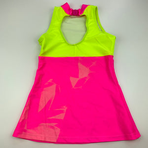 Girls House of Priscilla, fluoro yellow & pink dance top, L: 46 cm, GUC, size 6,  