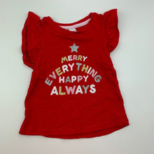 Load image into Gallery viewer, Girls Dymples, red cotton Christmas t-shirt top, GUC, size 000,  
