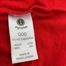 Load image into Gallery viewer, Girls Dymples, red cotton Christmas t-shirt top, GUC, size 000,  