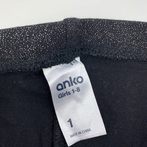 Girls Anko, black & silver stretchy leggings, bottoms, EUC, size 1,  