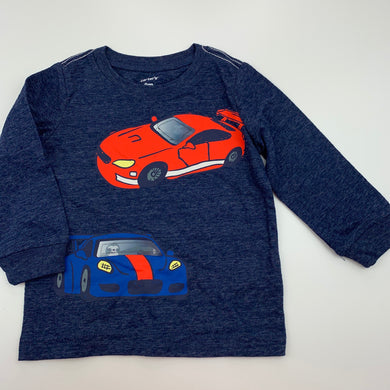 Boys Carters, navy marle long sleeve top, sloths, GUC, size 0,  