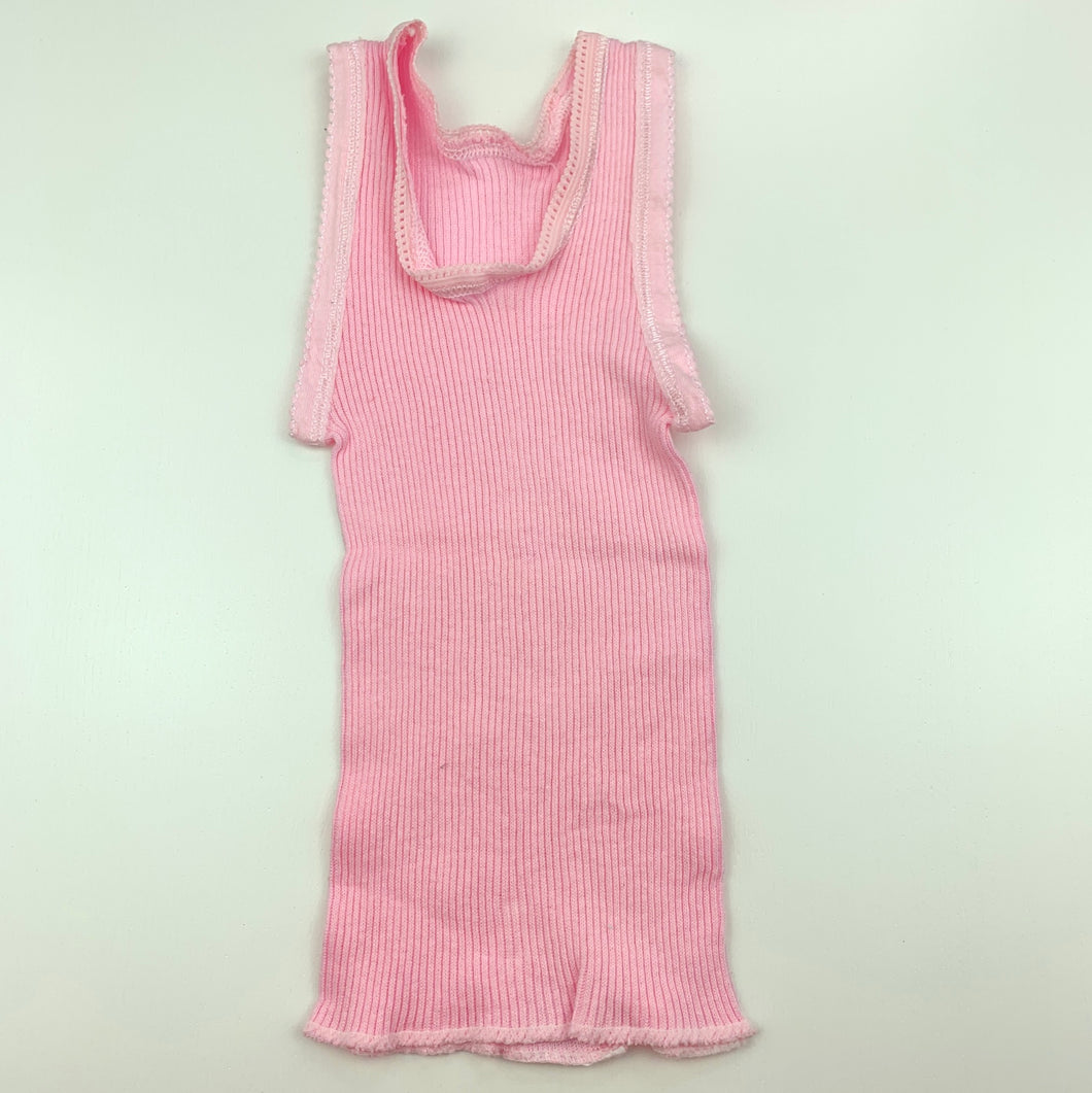 Girls Bonds, pink ribbed cotton singlet top, EUC, size 00,  
