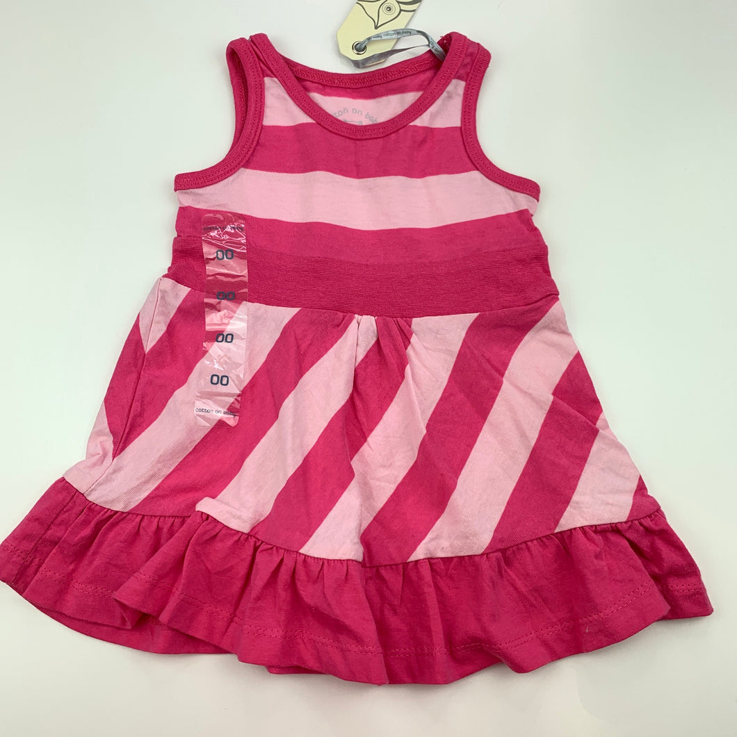 Cotton On pink stripe cotton casual dress NEW size 00 L 37 cm