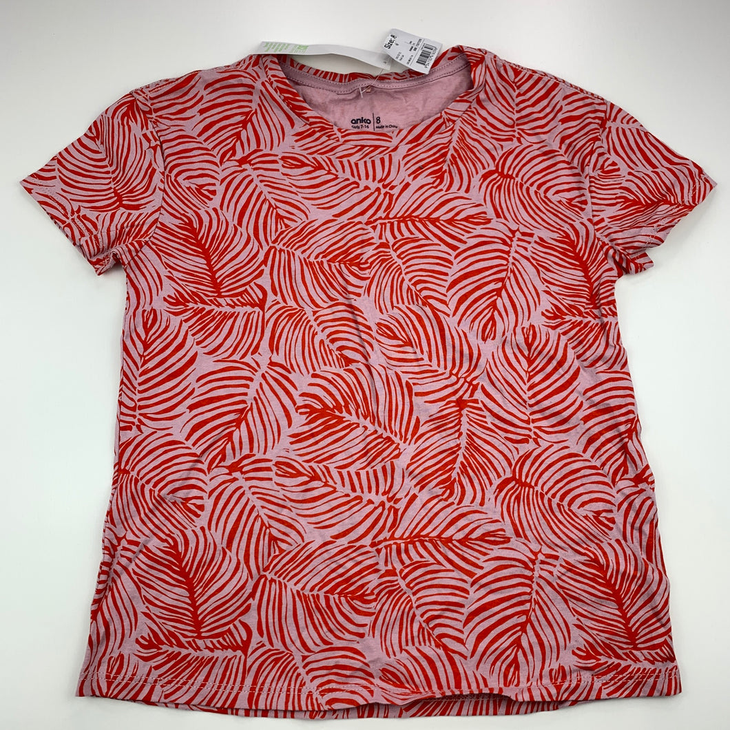 Girls Anko, pink & orange cotton t-shirt top, NEW, size 8,  