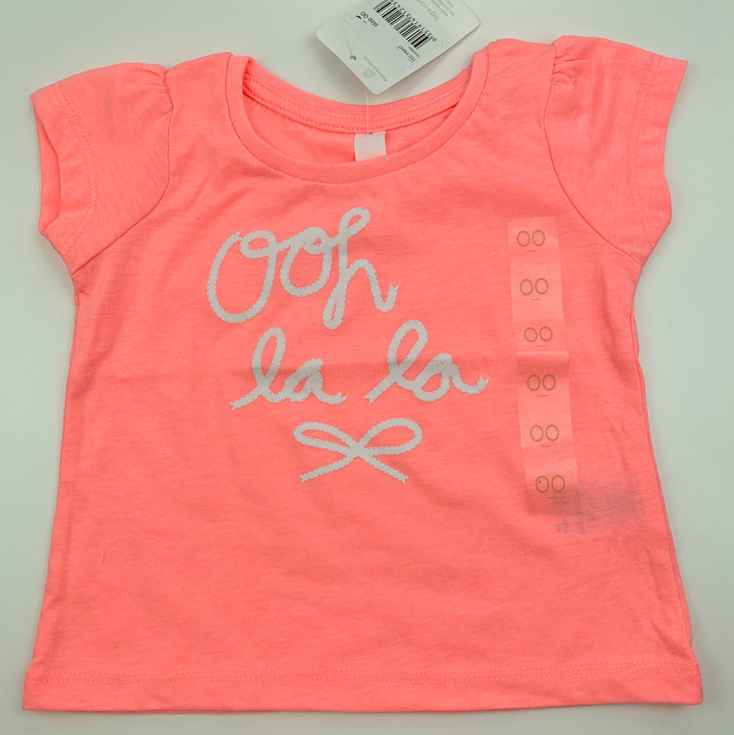 Girls Dymples, pink t-shirt top, NEW, size 00,  