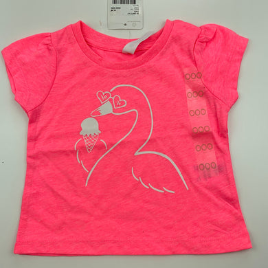 Girls Dymples, bright pink t-shirt top, swan, NEW, size 000,  
