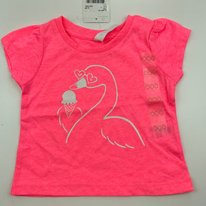 Girls Dymples, bright pink t-shirt top, swan, NEW, size 000,  