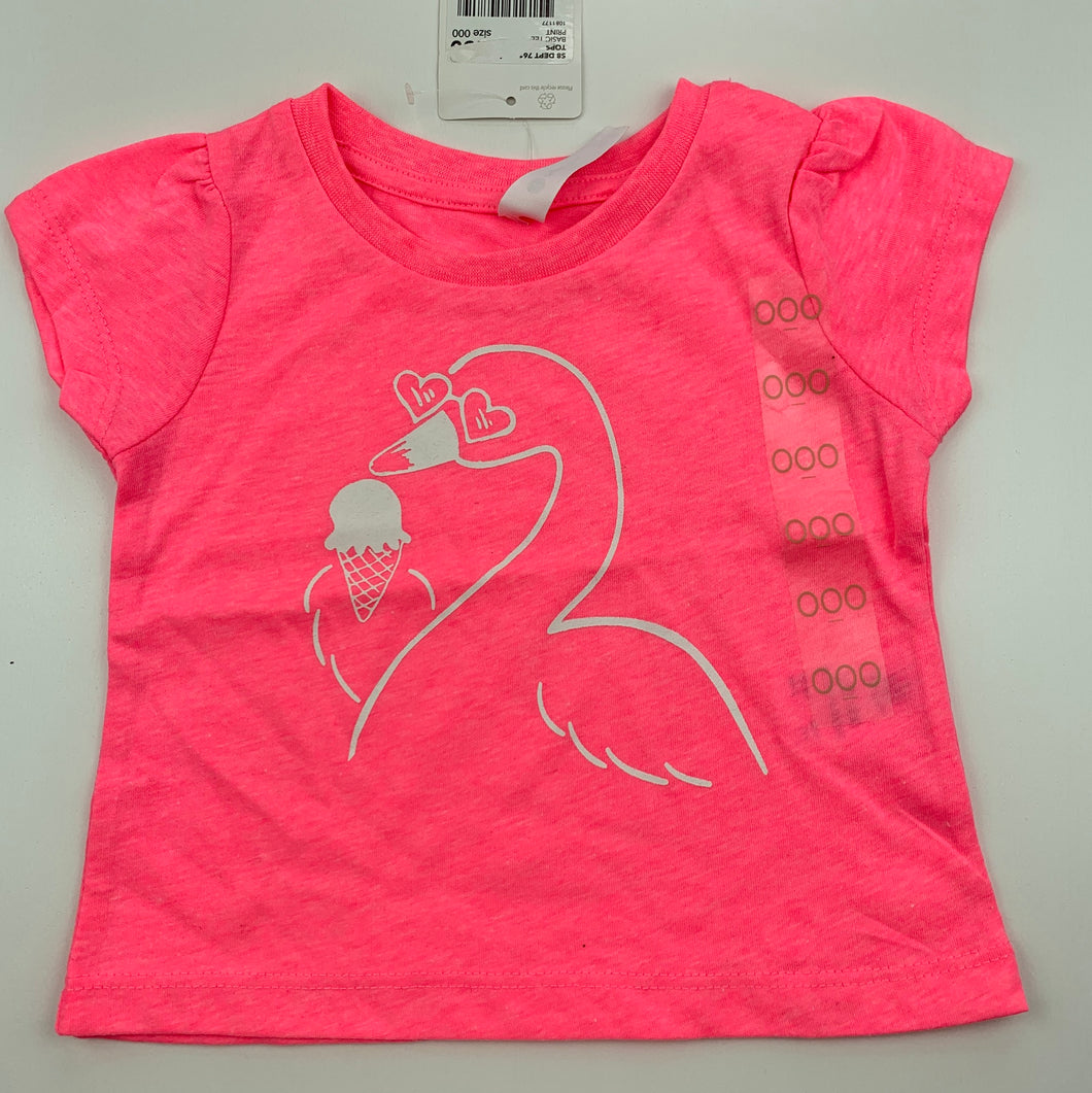 Girls Dymples, bright pink t-shirt top, swan, NEW, size 000,  