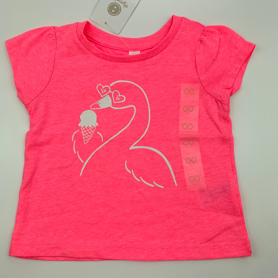 Girls Dymples, bright pink t-shirt top, swan, NEW, size 00,  