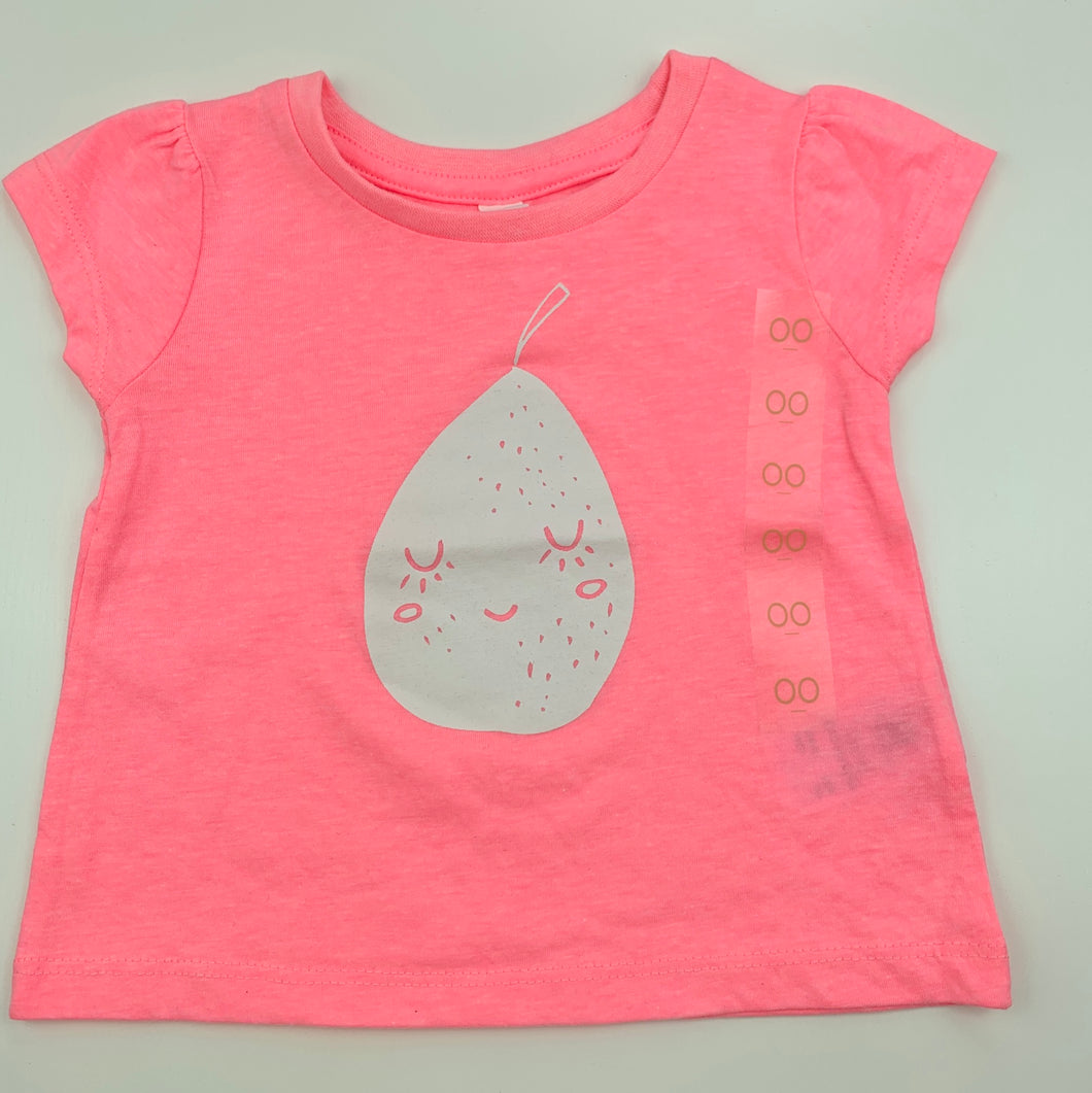 Girls Dymples, pink t-shirt top, pear, never worn, EUC, size 00,  
