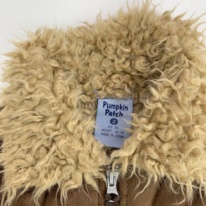unisex Pumpkin Patch, fleece lined faux suede zip up jacket, coat, GUC, size 2,  