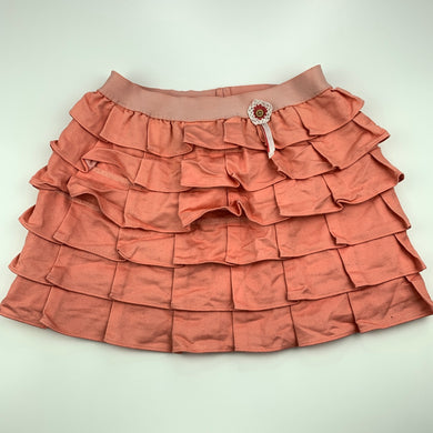 Girls Target, coral tiered skirt, elasticated, L: 29.5 cm, FUC, size 7,  