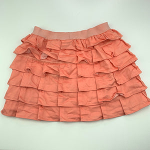 Girls Target, coral tiered skirt, elasticated, L: 29.5 cm, FUC, size 7,  