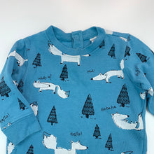 Load image into Gallery viewer, Boys H&amp;M, blue fleece lined sweater, jumper, FUC, size 00,  