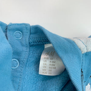 Boys H&M, blue fleece lined sweater, jumper, FUC, size 00,  