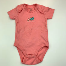 Load image into Gallery viewer, Girls Kiddiezoom, pink cotton bodysuit, romper, butterflies, EUC, size 6 months,  