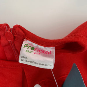 Girls Prenatal, red stretchy party dress, hearts, NEW, size 1, L: 44 cm
