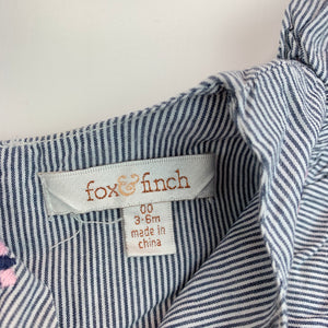 Girls Fox & Finch, embroidered lightweight cotton dress, EUC, size 00, L: 36 cm