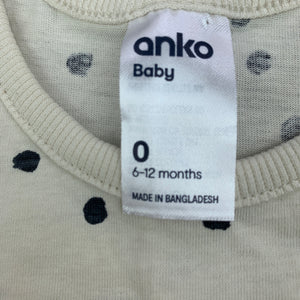 unisex Anko, cotton singlet, tank top, GUC, size 0,  