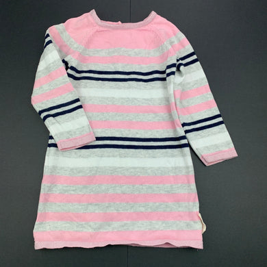 Girls Sprout, knitted cotton and metallic casual long sleeve dress, EUC, size 1, L: 43 cm