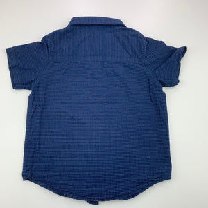 Boys Anko, navy cotton short sleeve shirt, FUC, size 2,  