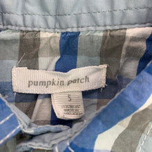Load image into Gallery viewer, Boys Pumpkin Patch, checked cotton long sleeve shirt, second button missing, spare attached, FUC, size 5,  